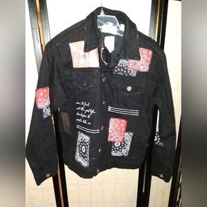 Black Patchwork Denim Jacket